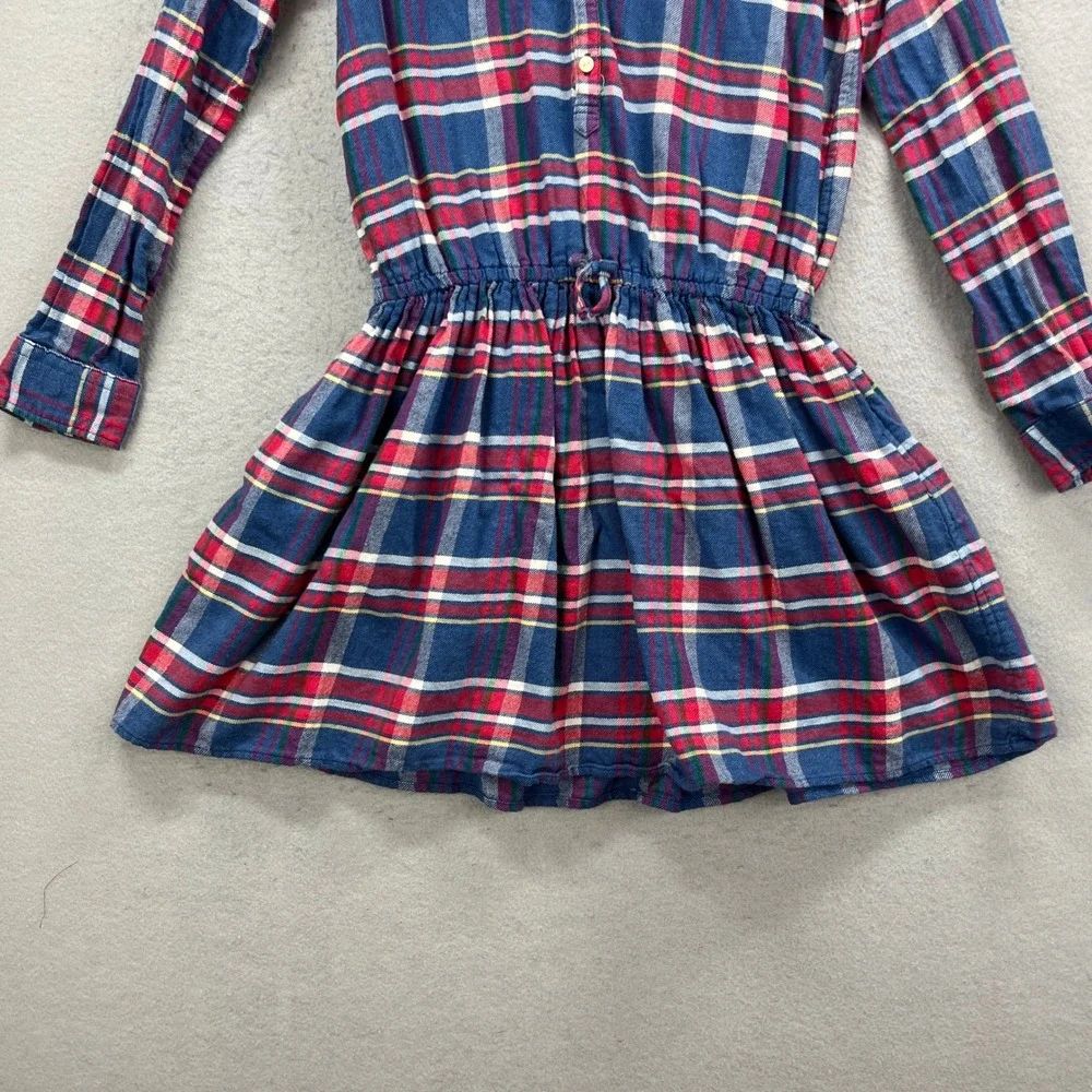 Polo Ralph Lauren Shirt Dress Girls 16 Blue Plaid Flannel Long Sleeve Preppy